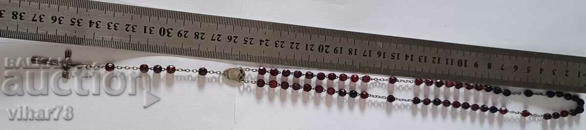 Old rosary with garnet stones - 7