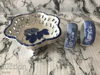 Lot of porcelain candy dish and napkin holders