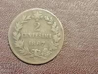 1867 2 centsims M
