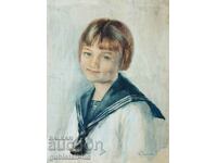 Painting "Girl in sailor uniform", 1940s.