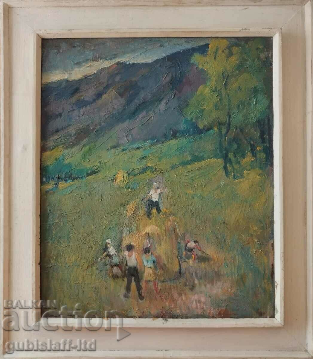 Painting, collecting hay, D. Todorov-Zharava (1901-1988)