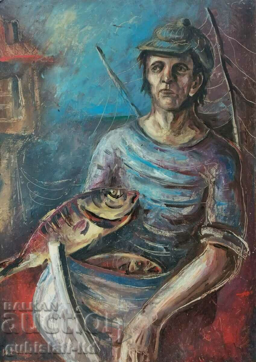 Tabloul „Pescarul”, art. I. Stoev, anii 1980