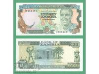 (¯`'•.¸ ZAMBIA 20 Kwacha 1991 UNC ¸.•'´¯)