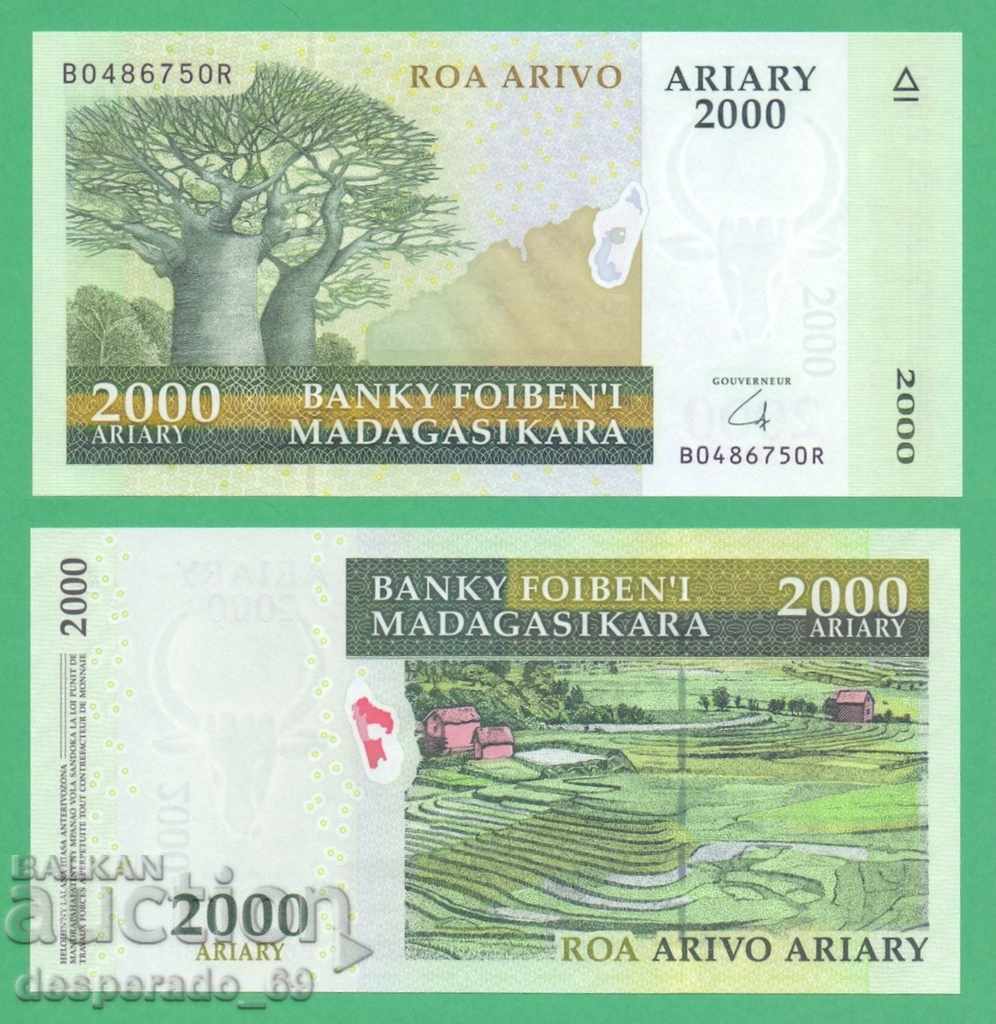 (¯`'•.¸ MADAGASCAR 2000 Ariary 2009 UNC ¸.•'´¯) (¯`'•.¸ MADAGASCAR 2000 Ariary 2009 UNC ¸.•'´¯)