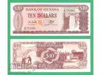 (¯`'•.¸   ГАЯНА (ГВИАНА)  10 долара 1992  UNC   ¸.•'´¯)