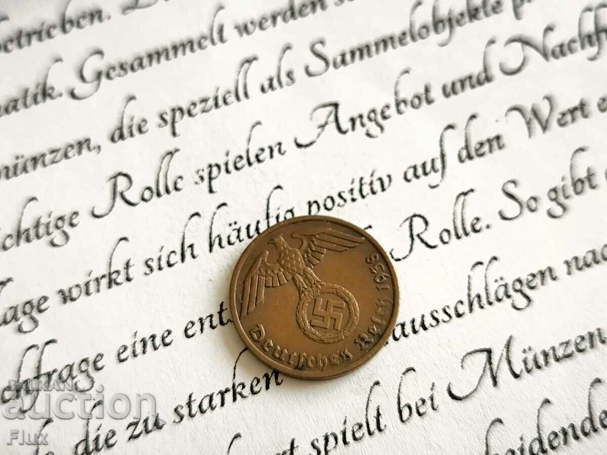 Coin - Third Reich - Germany - 1 Pfennig | 1938; Series A with price 7.25 BGN | € 3.71 Coin - Third Reich - Germany - 1 Pfennig | 1938; Series A with price 7.25 BGN | € 3.71