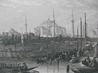engraving 19th century Istanbul Hagia Sophia Constantinople Original