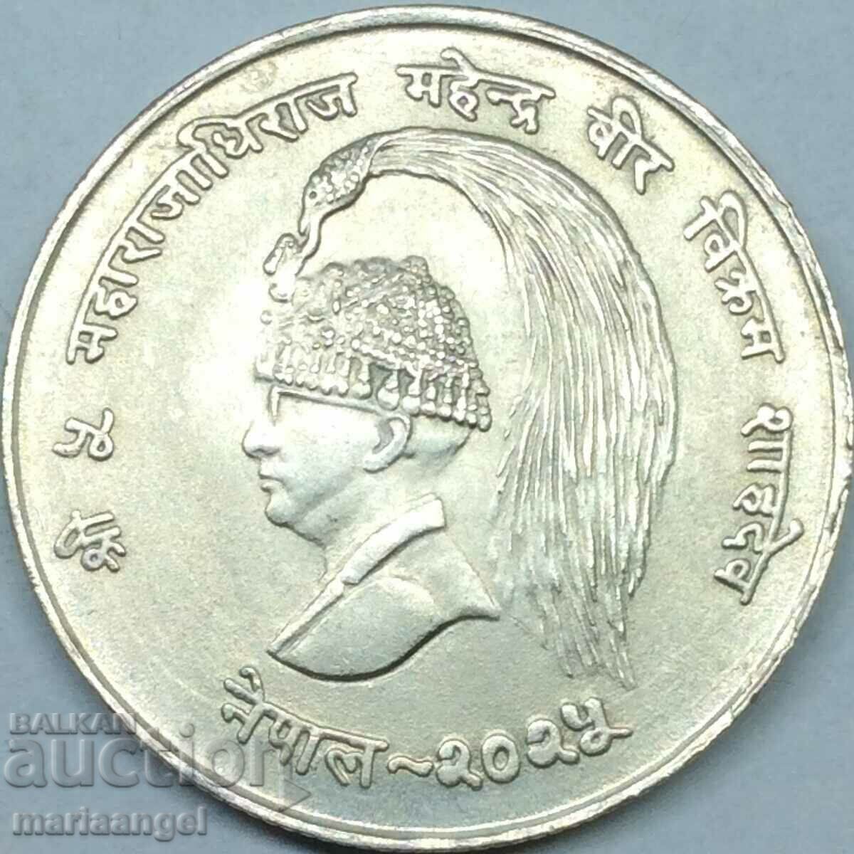 Nepal 10 rupii 1968 rupie 15,63 ani 0,600 argint Regele Mahendra