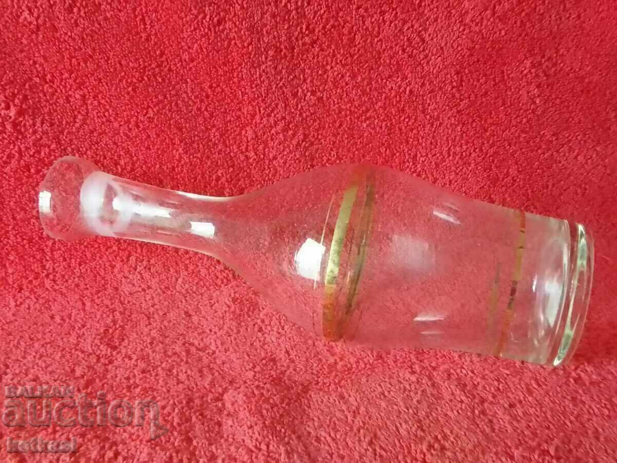 Urcior din sticla veche Carafa margini aurii aurite - 5