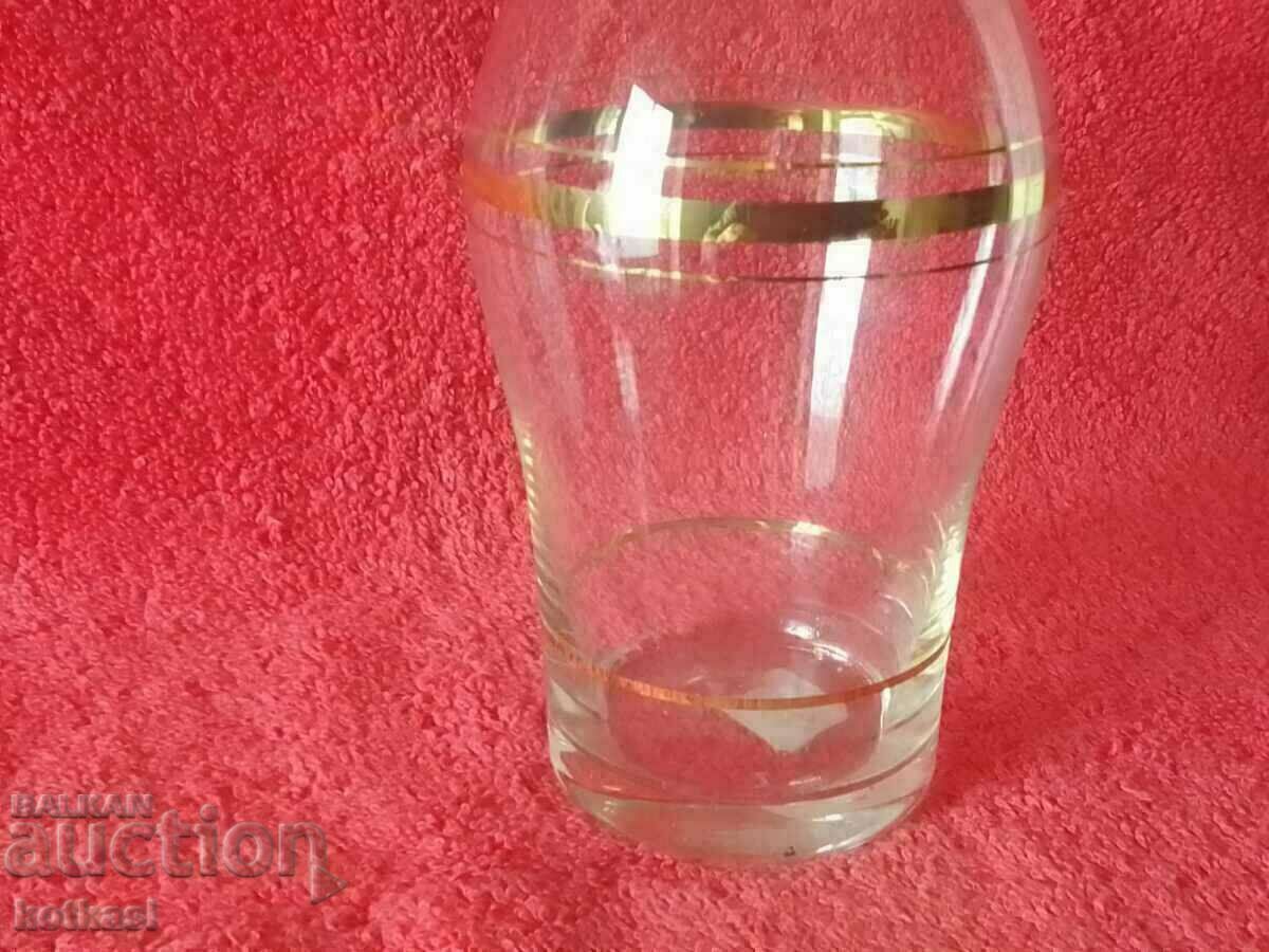 Urcior din sticla veche Carafa margini aurii aurite - 7