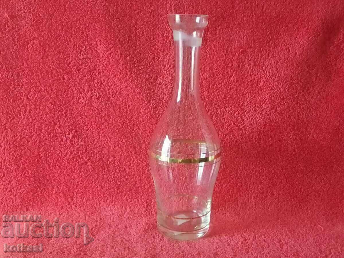 Urcior din sticla veche Carafa margini aurii aurite