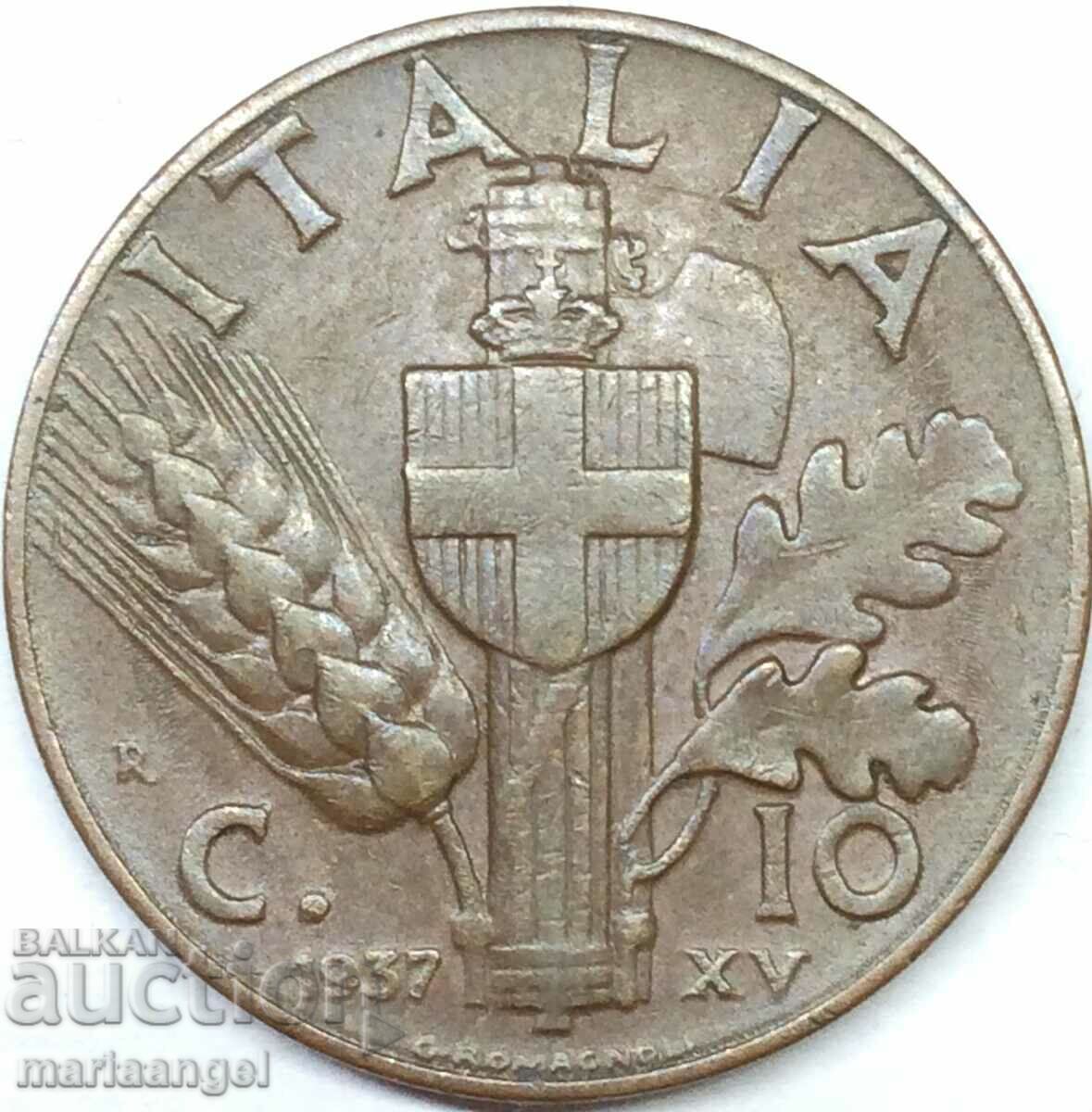 10 centesimi 1937 Italia Regele Victor Emmanuel III