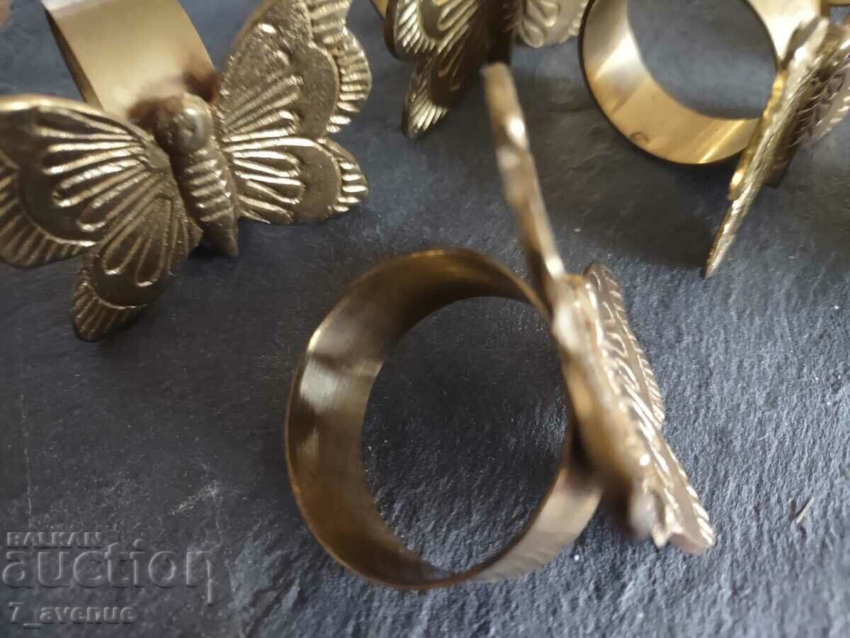 Old napkin rings 6 pieces, butterflies. 04/20/24 - 5 Old napkin rings 6 pieces, butterflies. 04/20/24 - 5