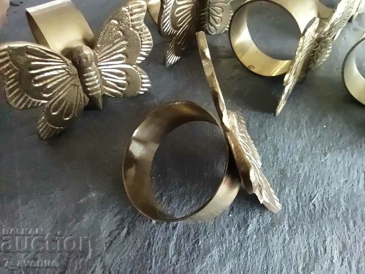 Old napkin rings 6 pieces, butterflies. 04/20/24 - 6 Old napkin rings 6 pieces, butterflies. 04/20/24 - 6