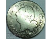 France 1792 30 sol King Louis XVI 9.69g silver