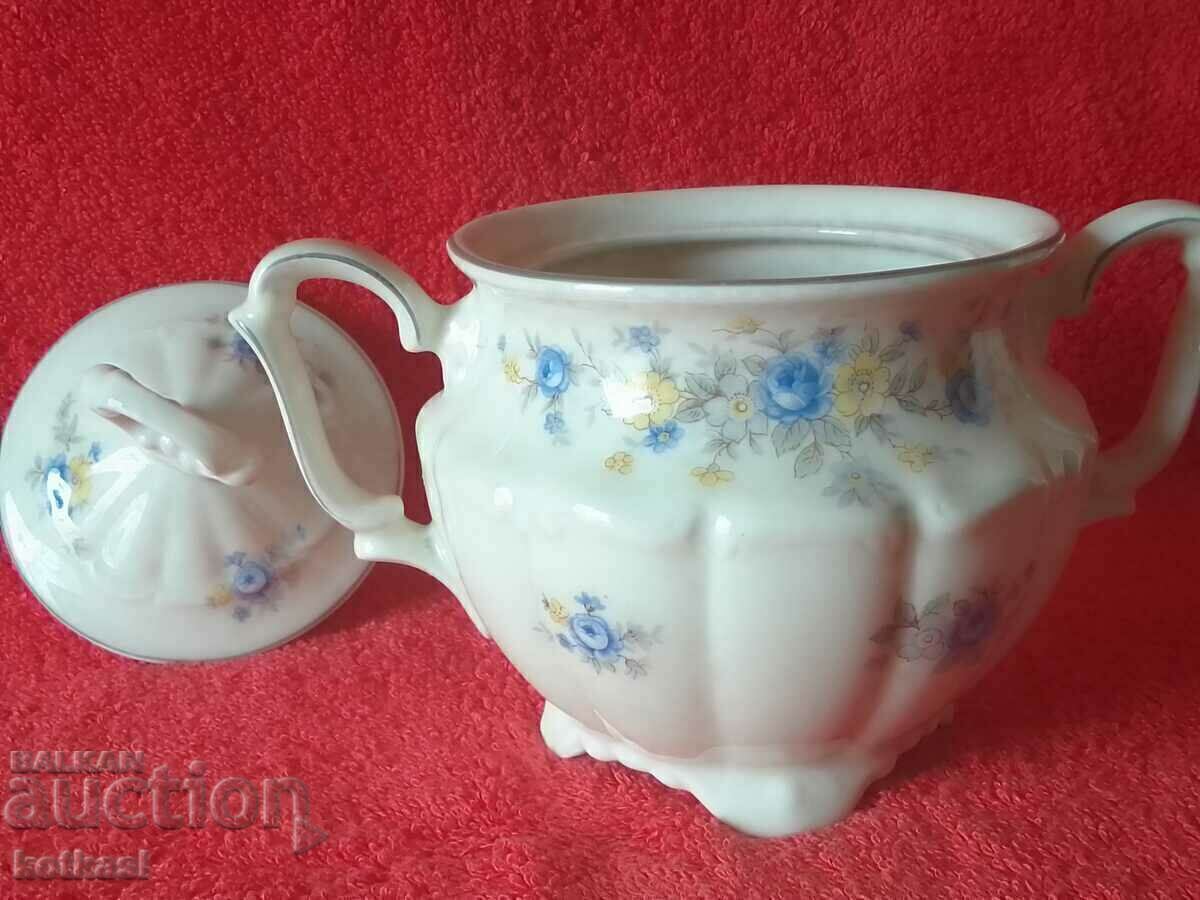 Old Porcelain Bowl Sugar Bowl Carl Tisch Germany C. T. - 7 Old Porcelain Bowl Sugar Bowl Carl Tisch Germany C. T. - 7