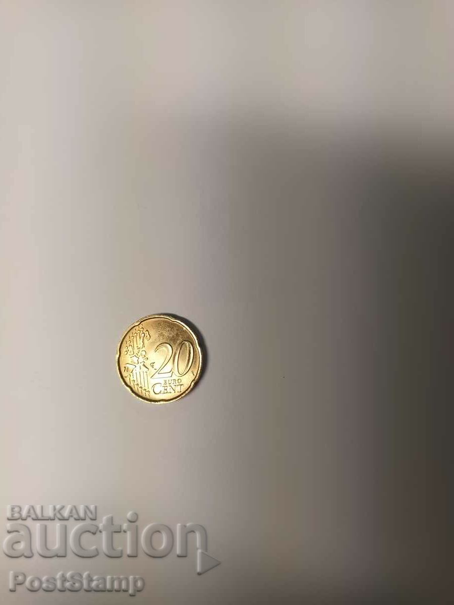 20 евро цент 2002 Италия ГРЕШКА