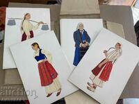 Bulgarian folk costumes - an album with 12 drawings of costumes, rare!