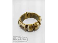 Solid Ivory and Brass Bracelet Ethnic Old