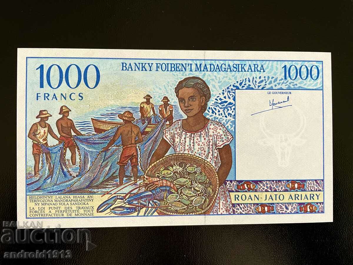 Auction MADAGASCAR - 1000 FRANC 1994, P-76a, UNC Auction MADAGASCAR - 1000 FRANC 1994, P-76a, UNC