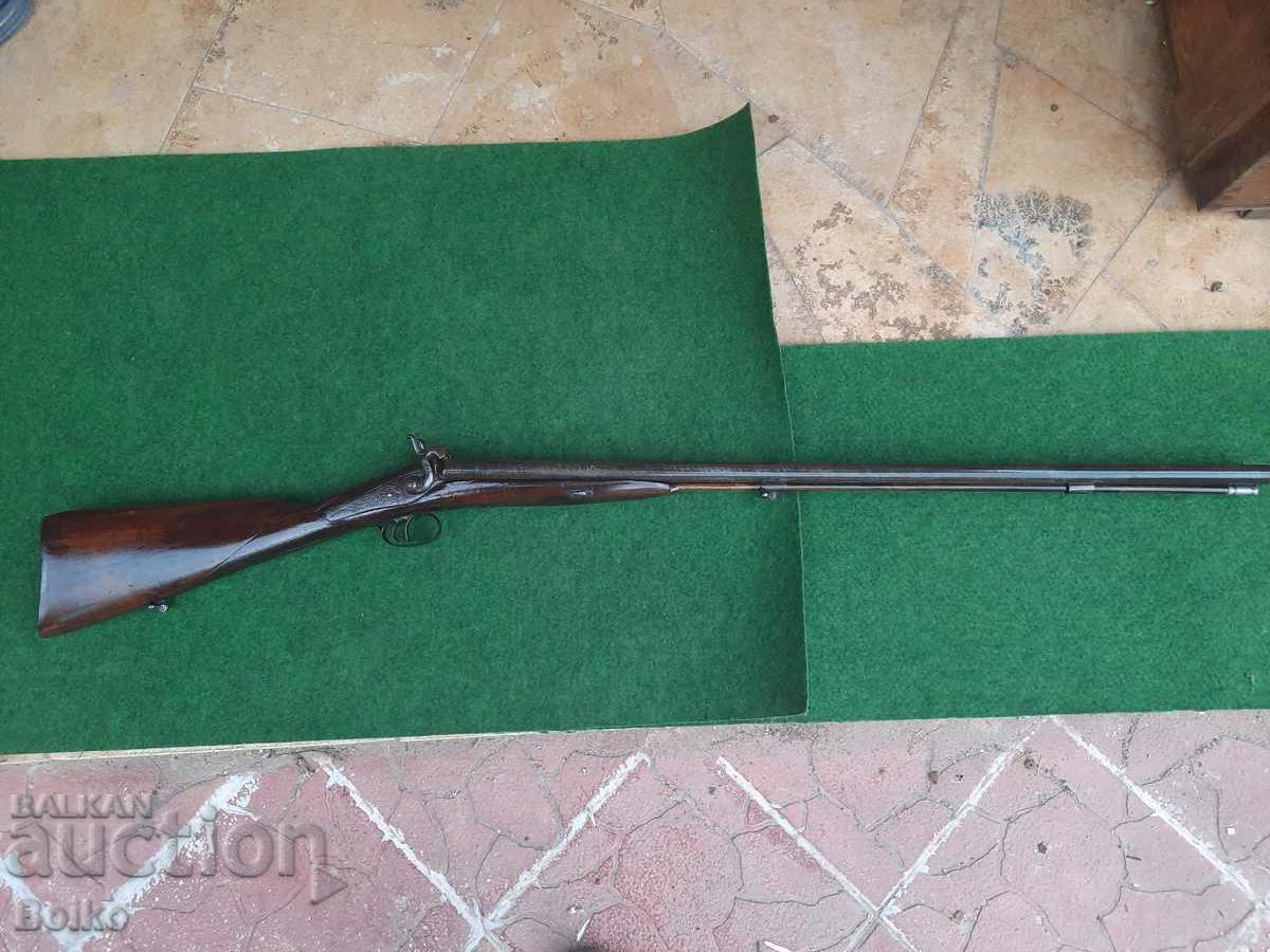 Double-barreled front-loading rifle with Damascus barrels 125 cm.