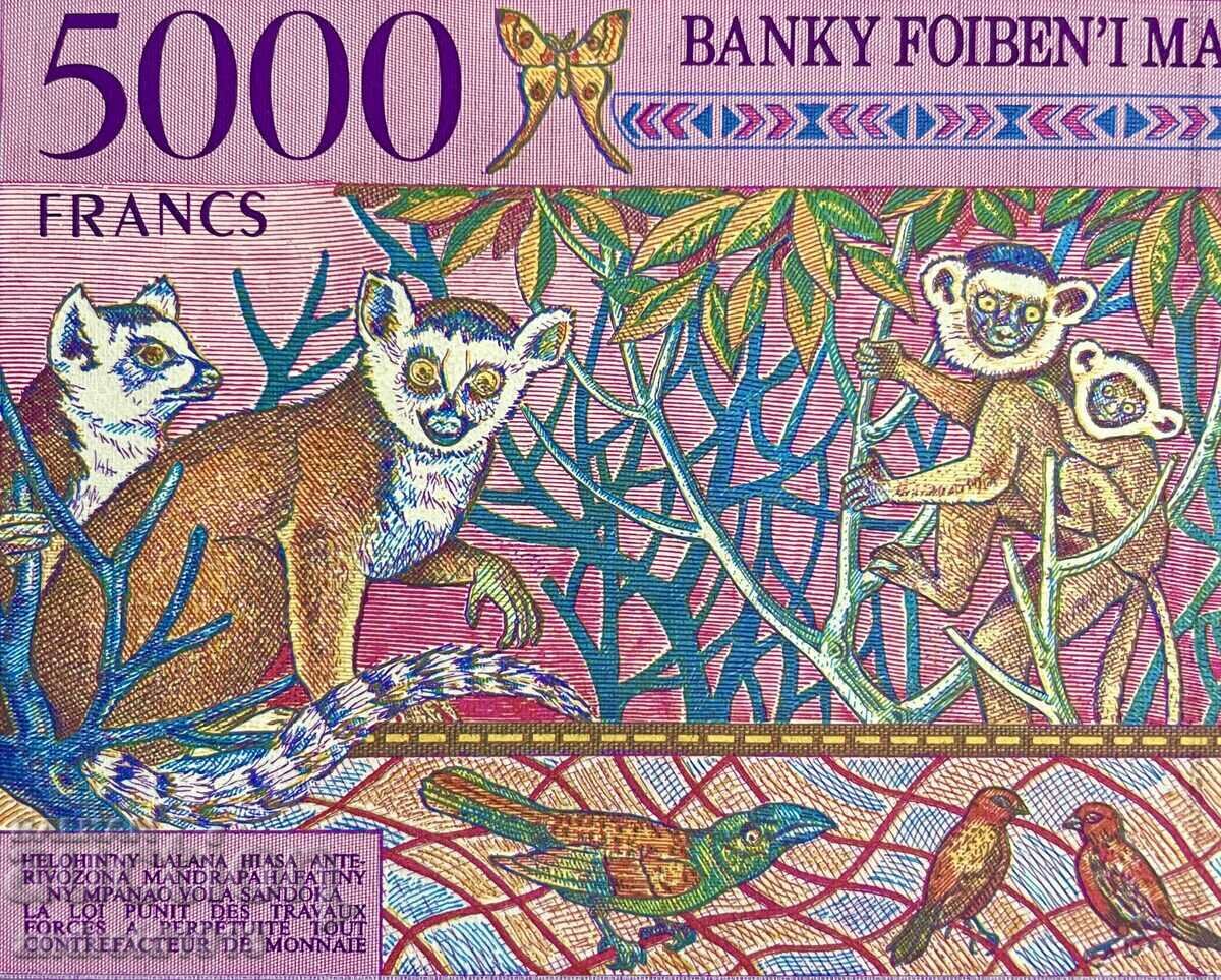 MADAGASCAR - 5000 FRANC 1995, P-78b, UNC
