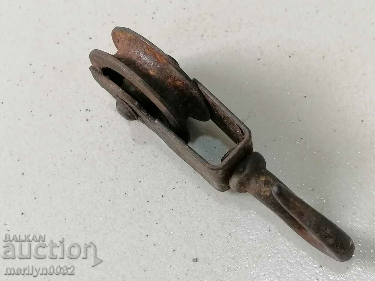 Old wrought pulley polyspast wrought iron pulley pulley - 6