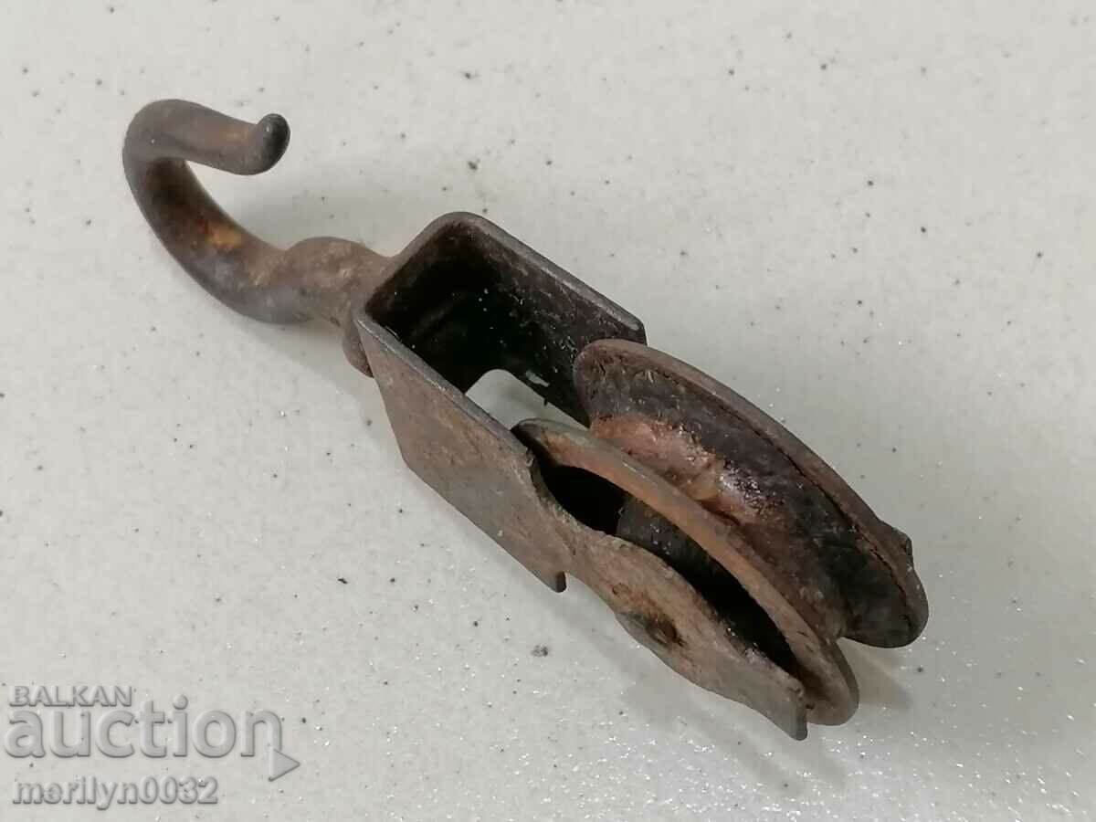 Old wrought pulley polyspast wrought iron pulley pulley - 7