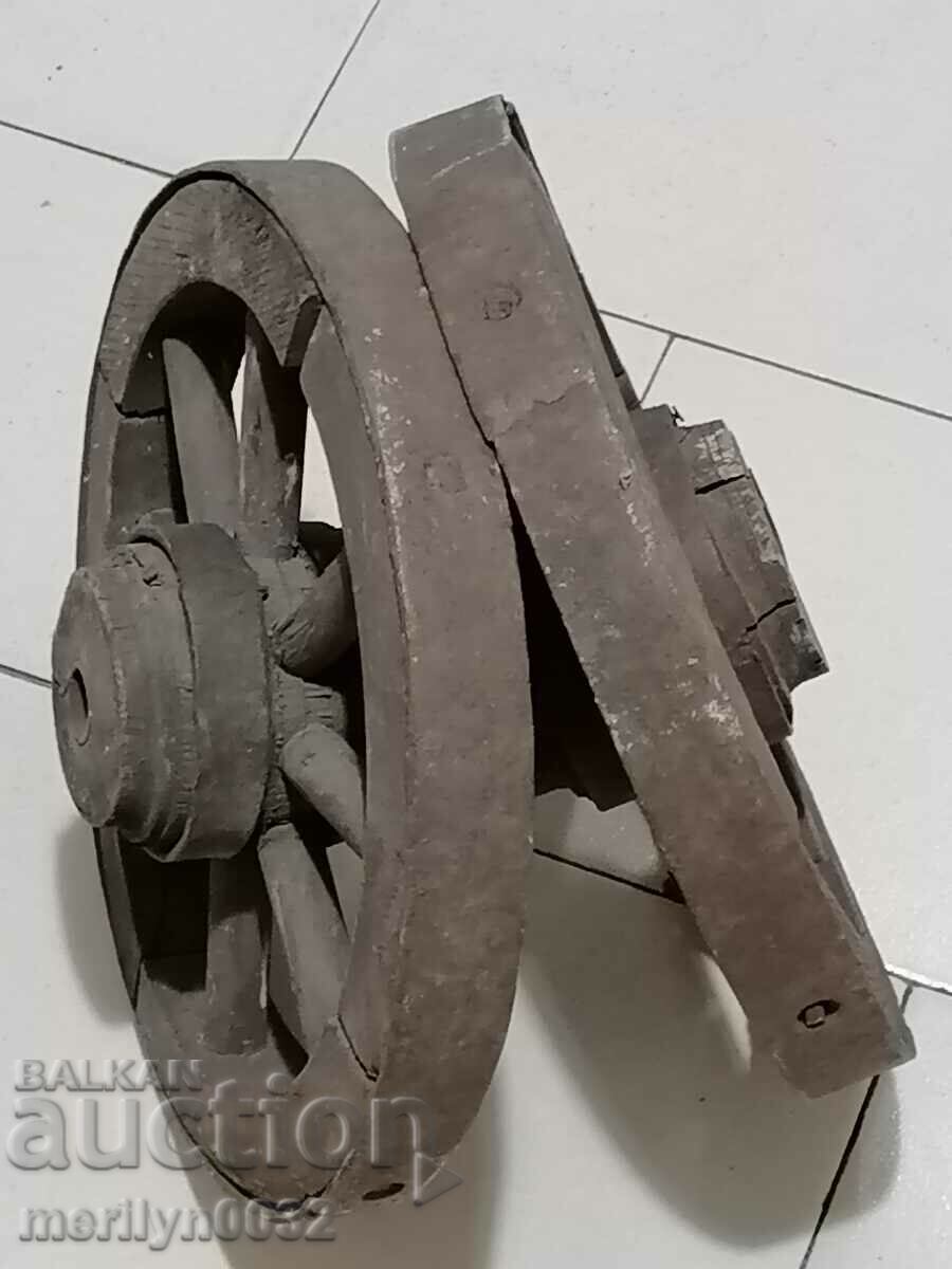 A pair of pram wheels, a wooden pram - 7 A pair of pram wheels, a wooden pram - 7