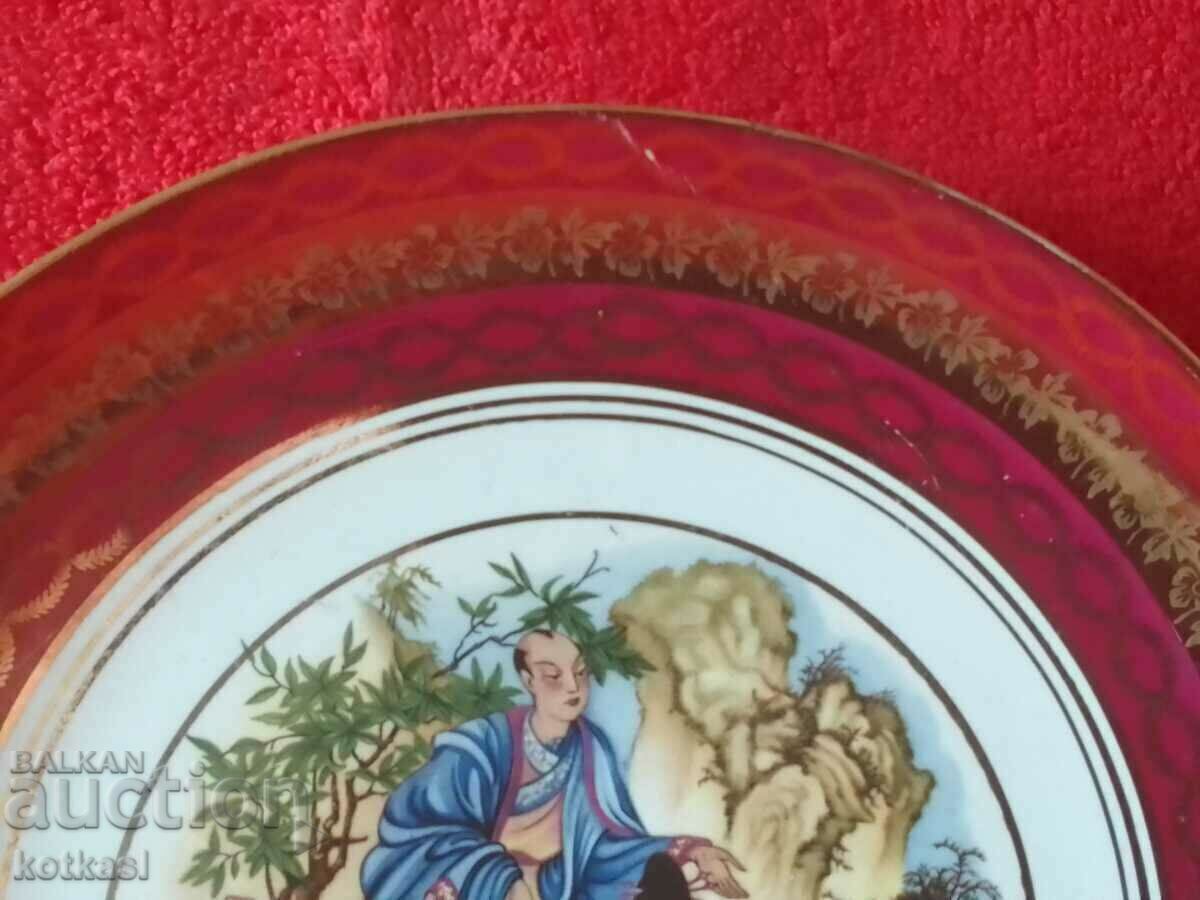 Old large porcelain plate gilt Man Woman - 5 Old large porcelain plate gilt Man Woman - 5