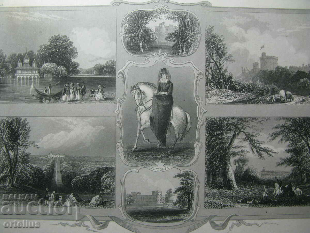 gravură secolul al XIX-lea Anglia Windsor Regina Victoria