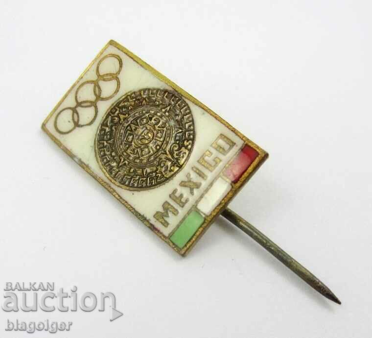 Auction Olympic Badge-Mexico Olympic Team-Olympics-1968 Auction Olympic Badge-Mexico Olympic Team-Olympics-1968