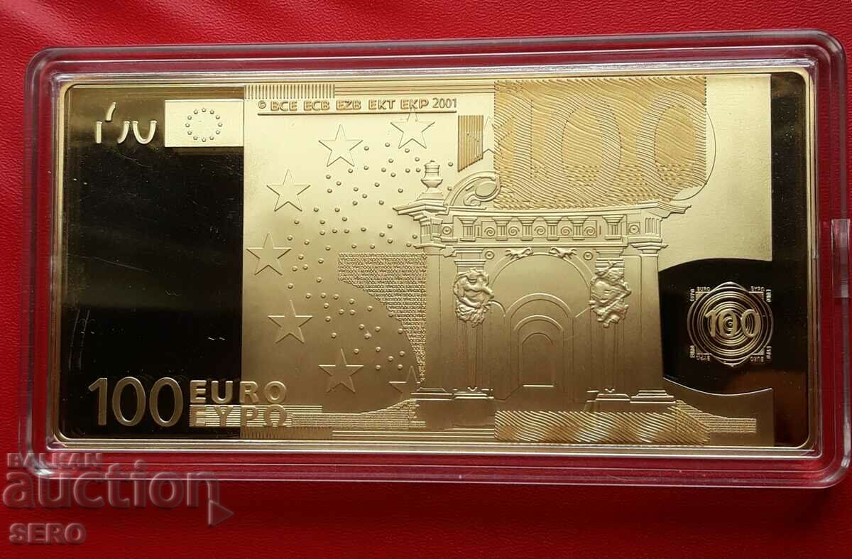 Un lingou foarte frumos /placat cu aur/ dintr-o bancnotă de 100 de euro