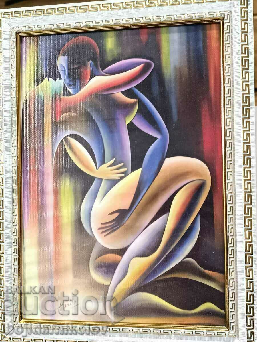Licitație tablou/afiș numărul 5/pânză/ramă/sticlă