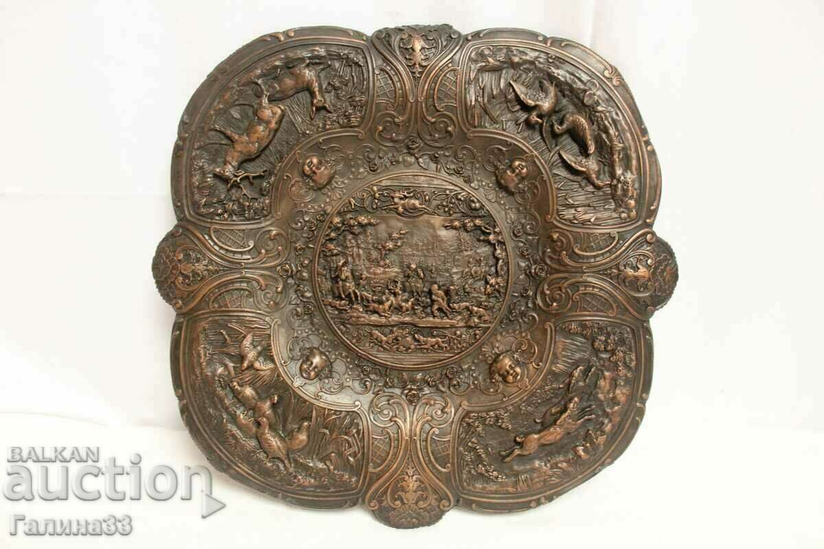 Bronze plate from the 19th century - A true masterpiece