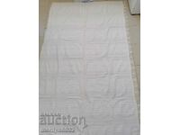 Vintage hand woven bed sheet with lace border