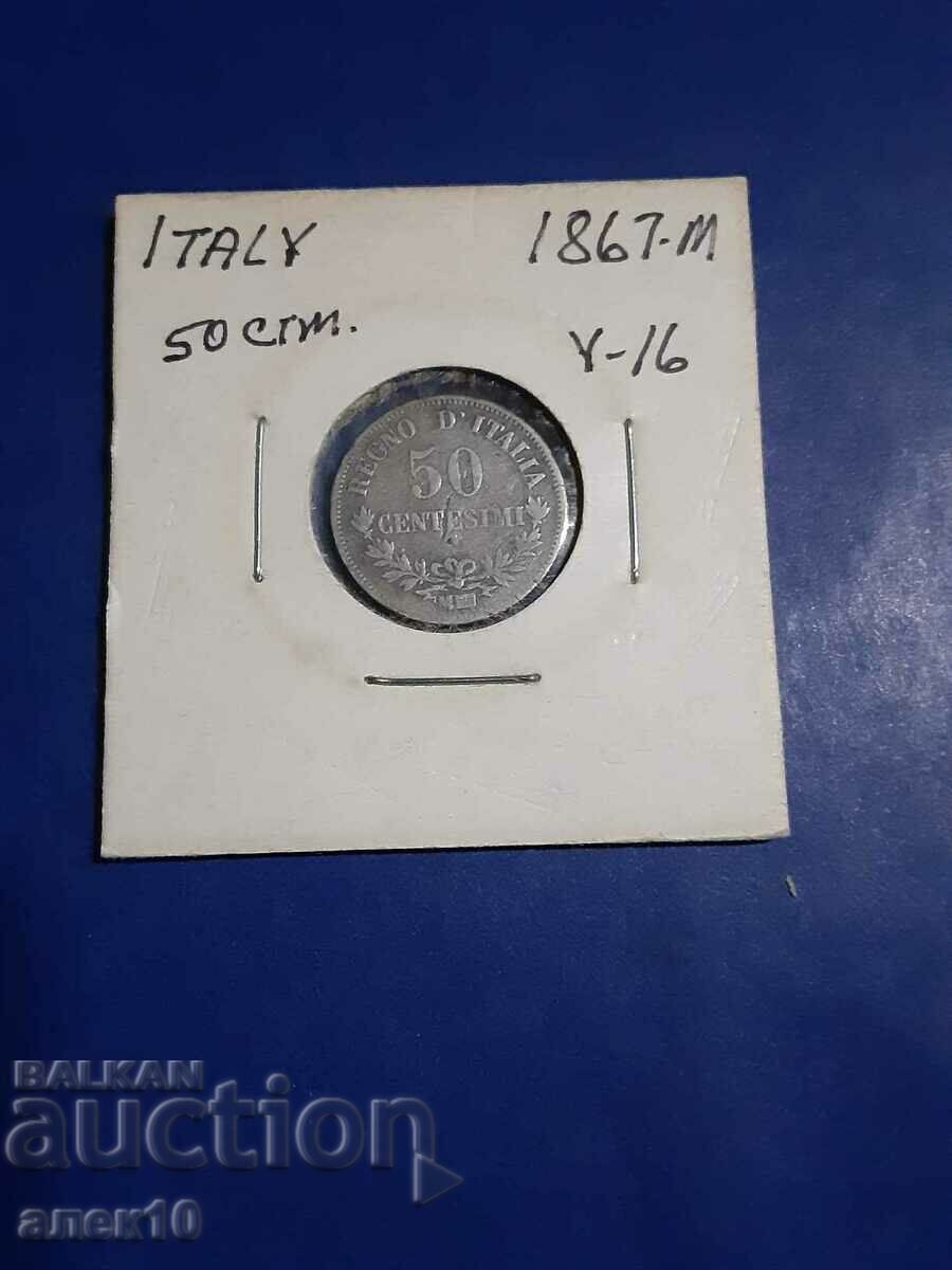Италия  50  чентисими  1867