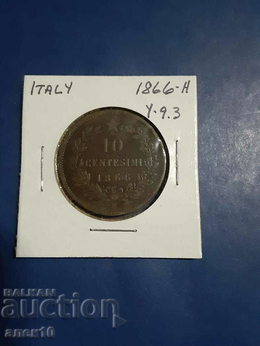 Италия  10  чентисими  1866