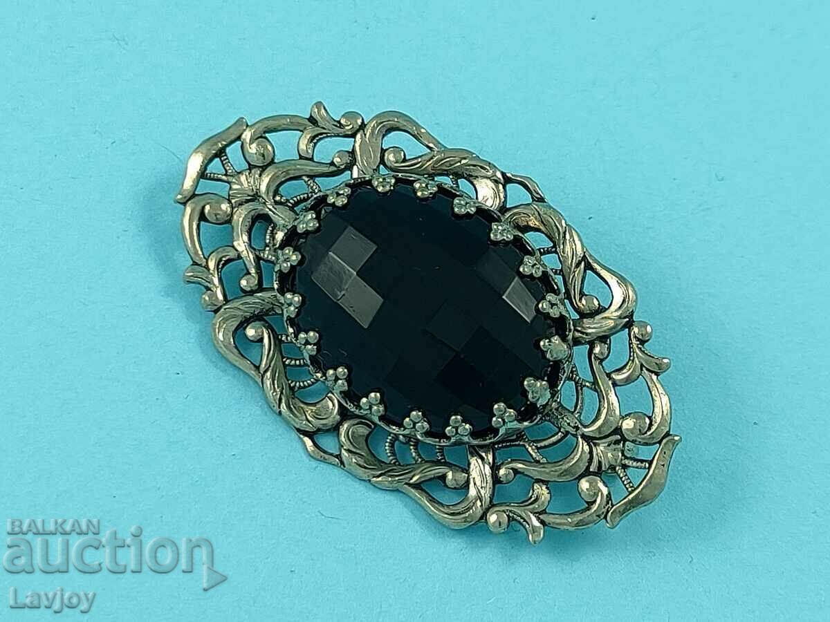 Old openwork black stone brooch with price 50.00 BGN | € 25.56