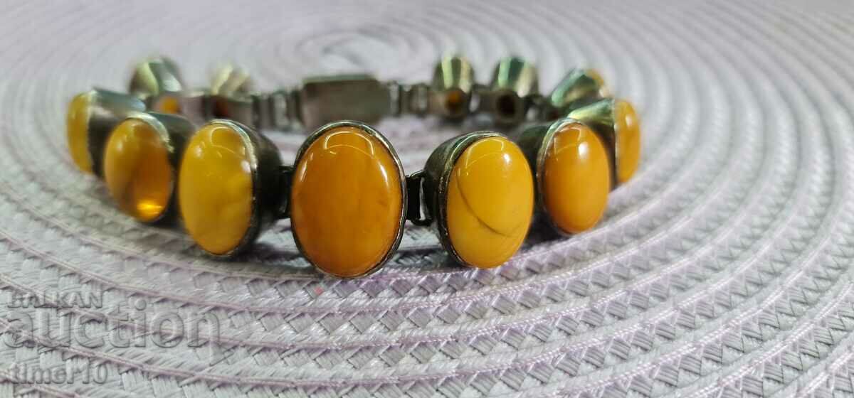 Vintage Baltic amber and silver rare bracelet 38g