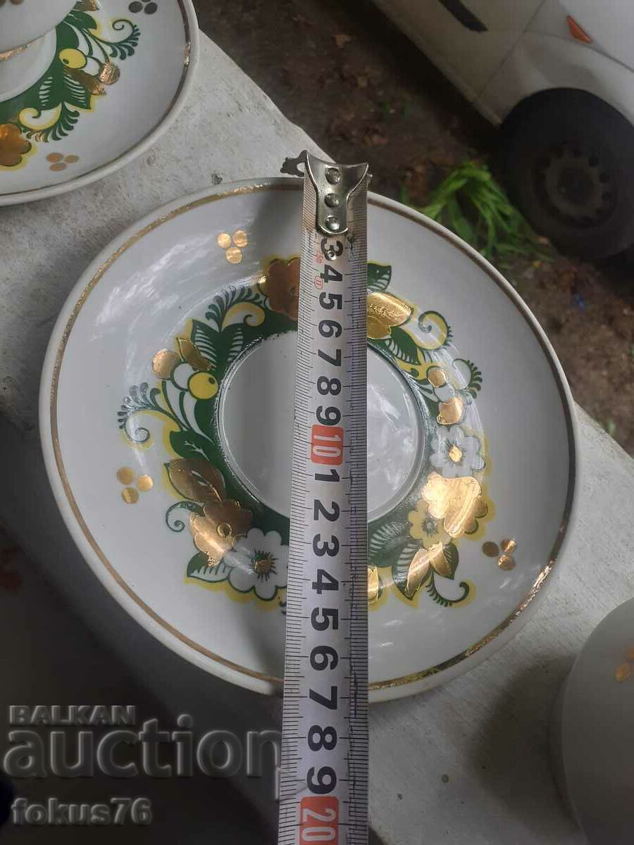 Russian porcelain gilt two large cups with saucer stamps - 7