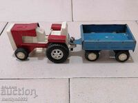 Children's tin toy tractor with trailer 70s NRB