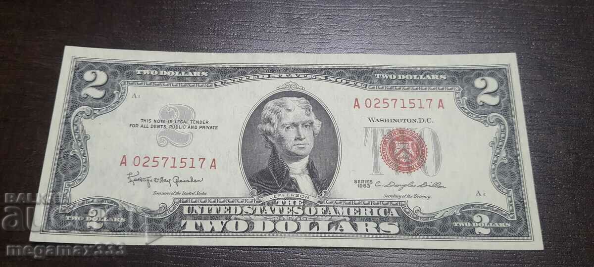 2 Dollars USA 1963 -517A UNC