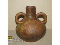 Керамична ваза 15 см делва архаичен стил ръчна изработка отл