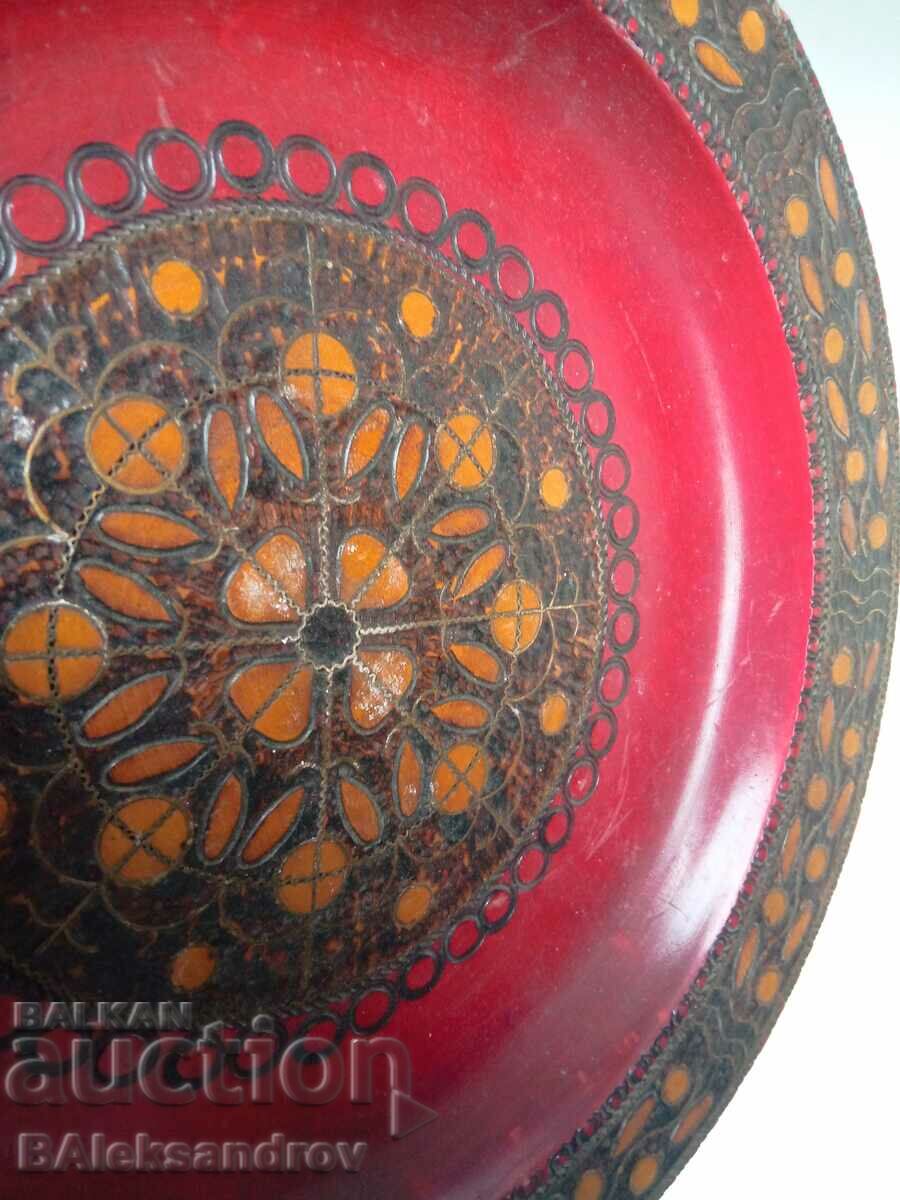 Wood carving plate with brass studs - 5 Wood carving plate with brass studs - 5