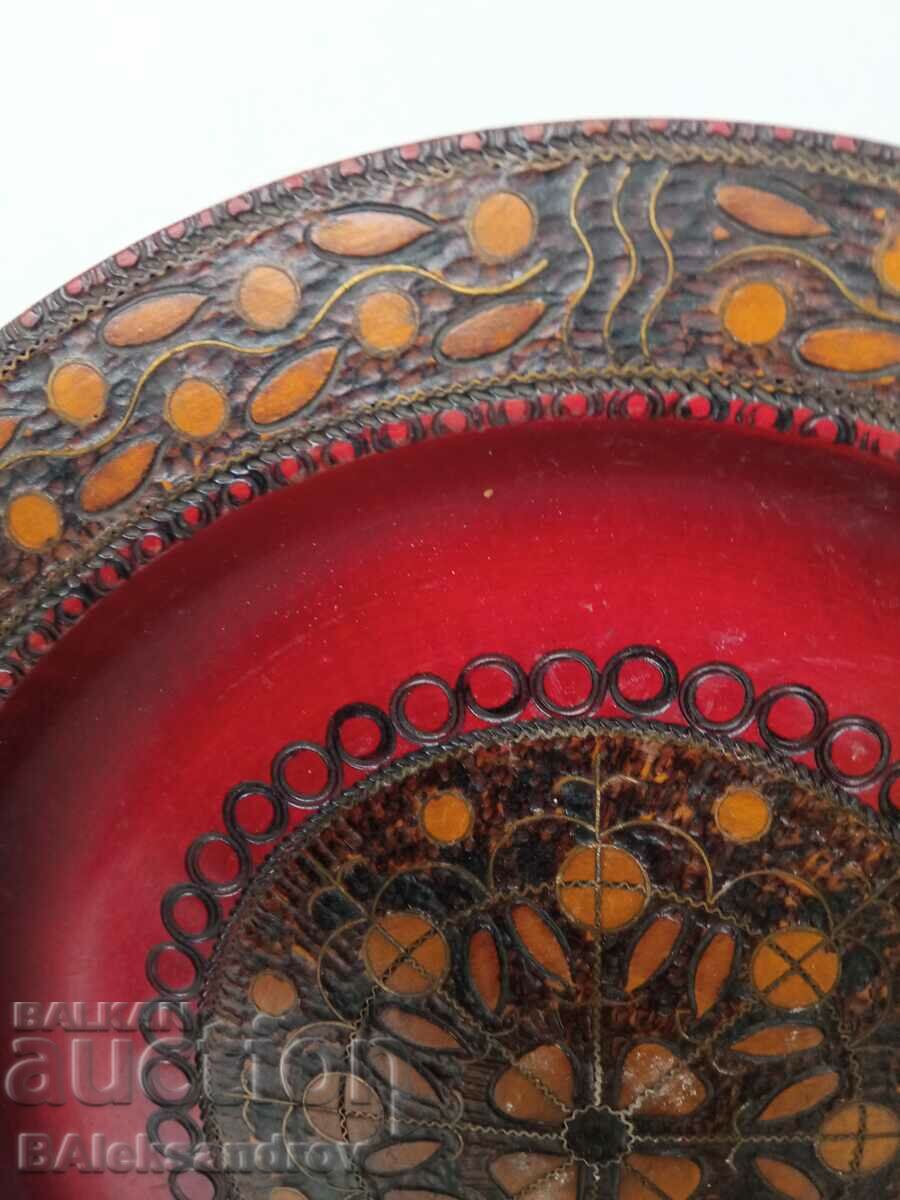 Wood carving plate with brass studs - 6 Wood carving plate with brass studs - 6