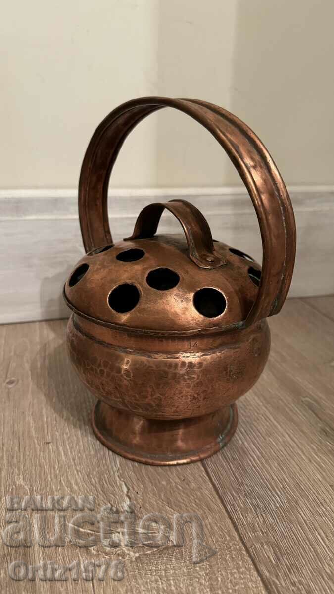 Solid French copper basket, forged, 1900, marked! with price 230.00 BGN | € 117.60 Solid French copper basket, forged, 1900, marked! with price 230.00 BGN | € 117.60