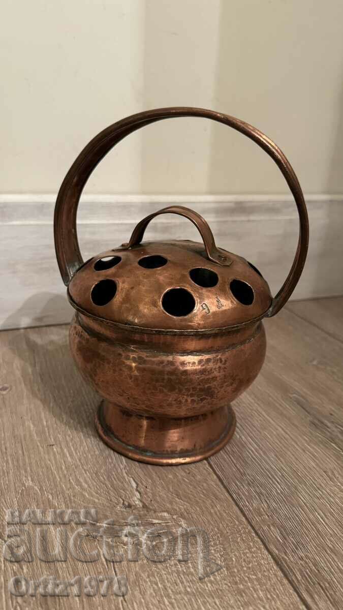 Solid French copper basket, forged, 1900, marked! - 5 Solid French copper basket, forged, 1900, marked! - 5