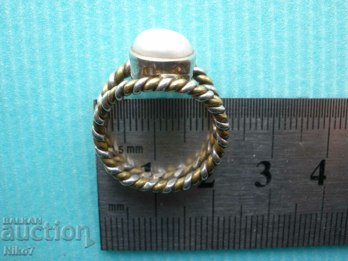 Old ring-pearl, silver and bronze. - 7