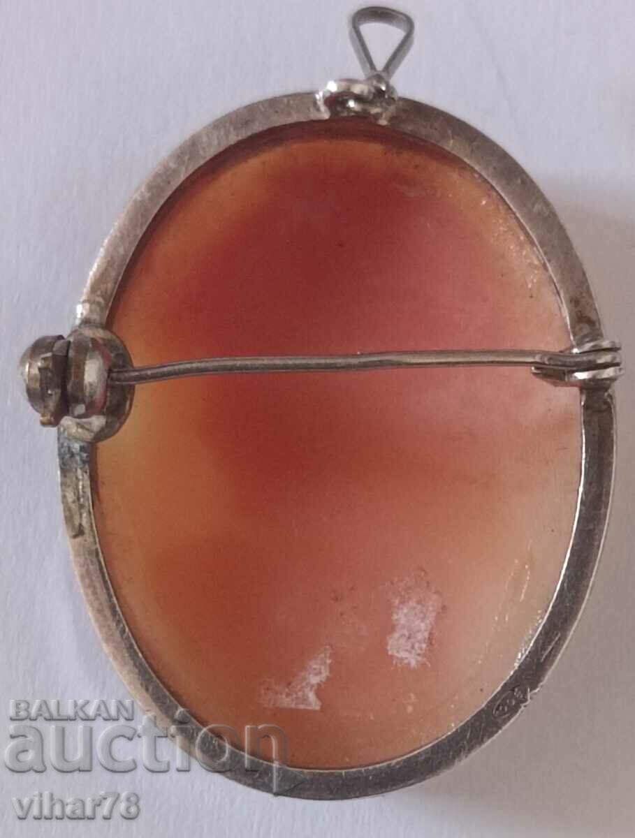 Old silver beautiful cameo brooch - 6 Old silver beautiful cameo brooch - 6